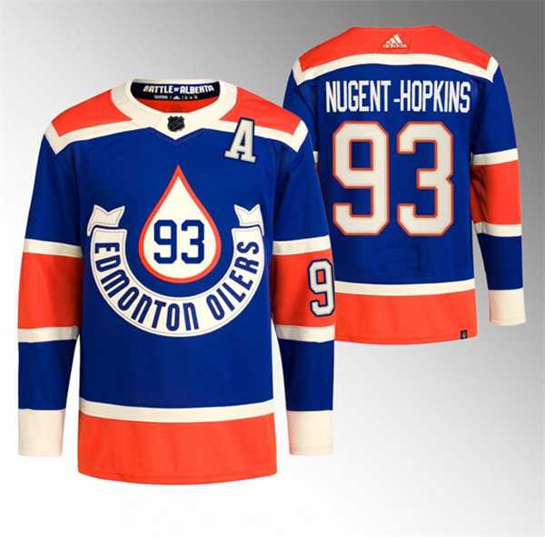 Mens Edmonton Oilers #93 Ryan Nugent-Hopkins 2023 Royal Heritage Classic Primegreen Stitched Jersey Dzhi